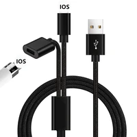 2 in 1 ipad pencil usb nylon braided charging cable adapter for ipad pro 9 7 10 5 12 9 pencil iphone11 x 8 7 6s data cable
