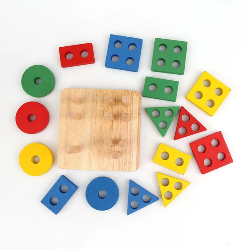 Colorful Geometric Shapes Matching Toys For Children Early Learning Exercise Hands-on Ability Montessori Educational Wooden | Игрушки и