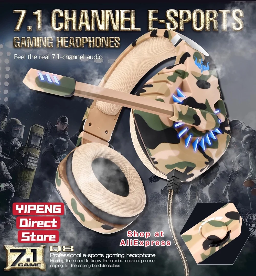 Проводная игровая гарнитура OVLENG Q8 для киберспорта с микрофоном стерео HiFi