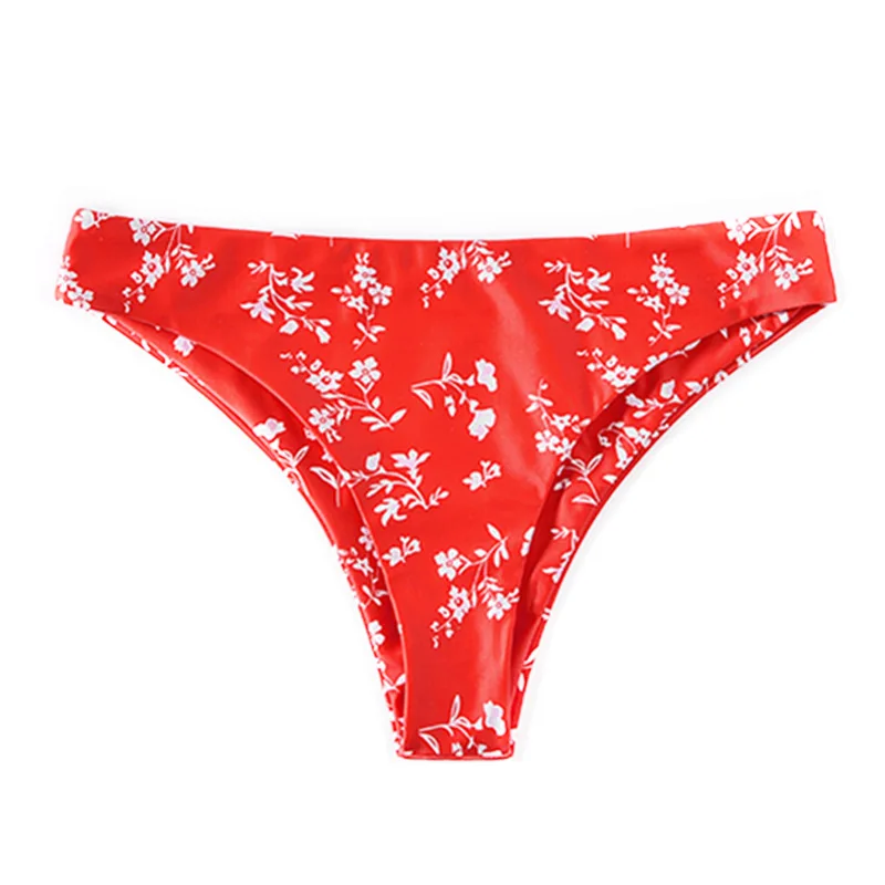 

Wasteheart Summer Red Sexy Bikini Set Bow Women Swimsuit Backless Swimwear Low Waist Holiday Suit Female Beach Flower Printed