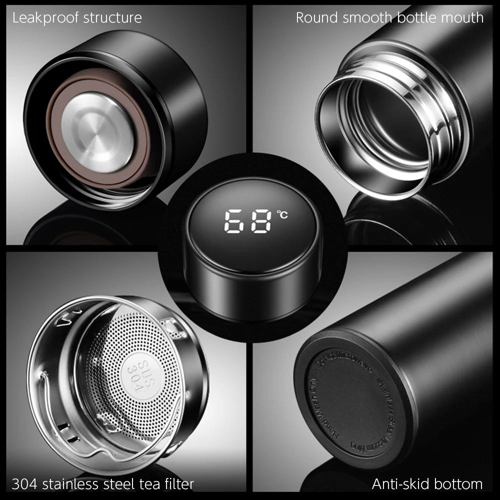

500ml Intelligent Thermos Bottle Vacuum Flasks Temperature Display LCD Touch Tea Water Mug Stainless Steel Insulated Bottle Cup