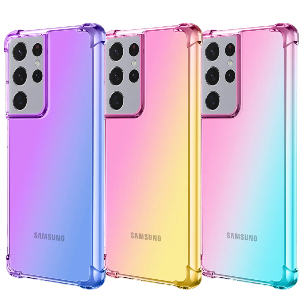 Градиентный полупрозрачный чехол для телефона Samsung Galaxy S21 Plus S20 ультра Радужная