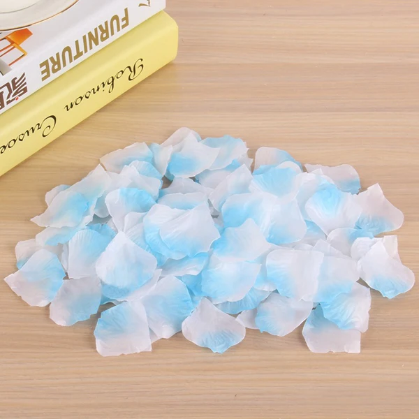 Light blue 1000 шт Искусственные Свадебные лепестки роз, аксессуары, цветочные Полиэстеровые Свадебные розы, для дома, свадьбы, композиции, лепестки цветов - Цвет: Light blue