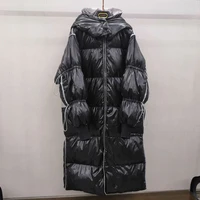 women long white duck down jacket with hood detachable female thick loose soft down coat windproof casual feather coat