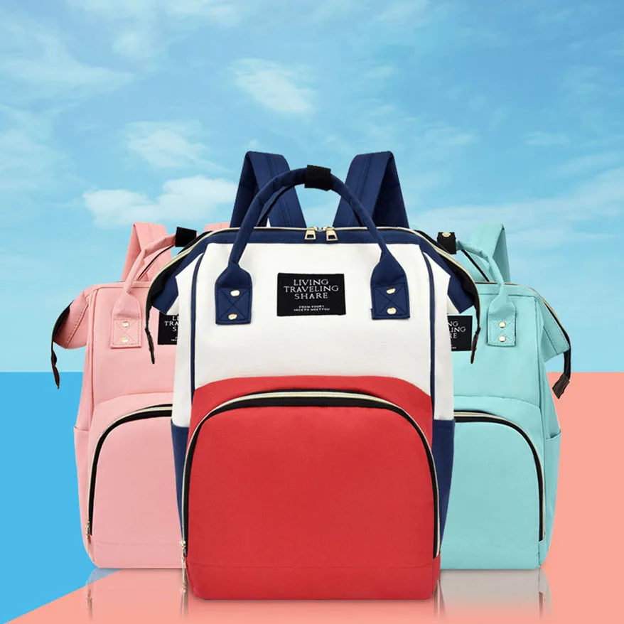 

Fashion casual hit color mother baby diaper bag outdoor leisure travel large-capacity backpack light and comfortable