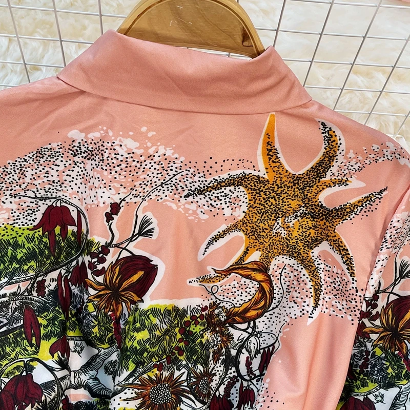 

Ladies 2021 New Spring Summer Casual Fashion Ladies Dress Turn Down Neck Print High Waist Short Sleeve Women's Dress