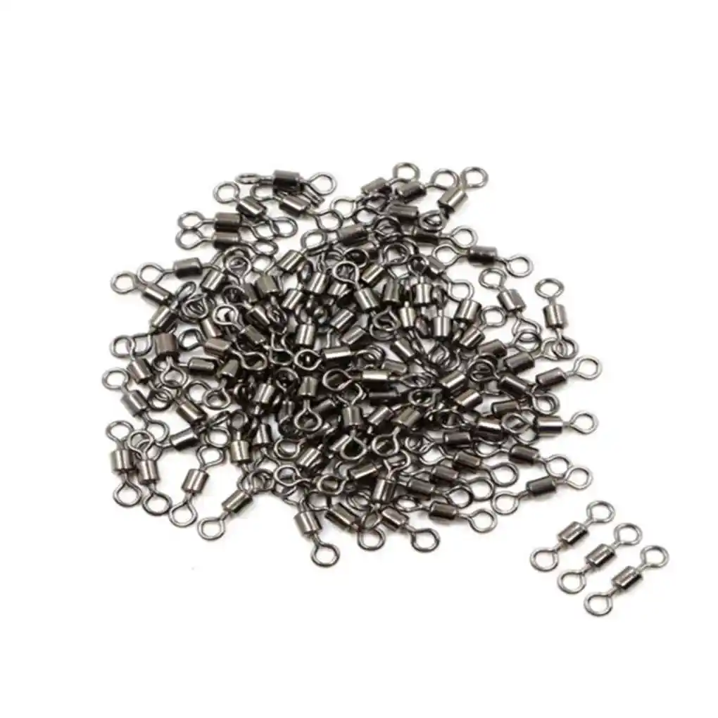 

100PCS/Set Fishing Swivels Ball Bearing Swivel with Safety Snap Solid Rings Rolling Swivel For Sea Fishing Accessory