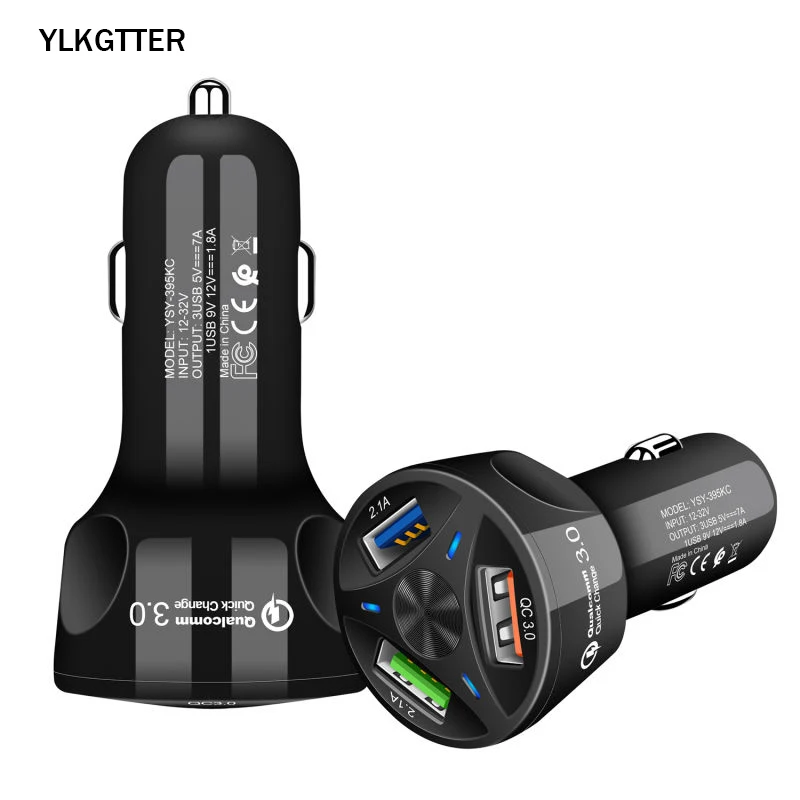 YLKGTTER 3A Быстрая зарядка 4 0 3 USB Автомобильное зарядное устройство для iPhone samsung Xiaomi
