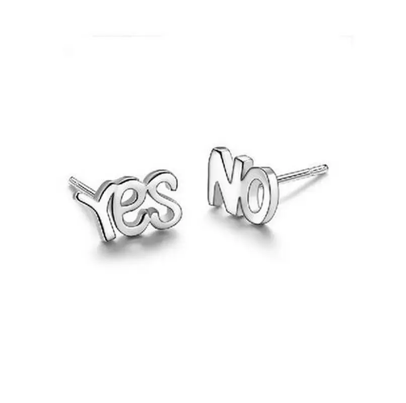 

Yes Alphabet Earrings 925 Silver Earrings Women's Small Cute Alphabet Letters Earrings Girls Children Personalized Jewelry