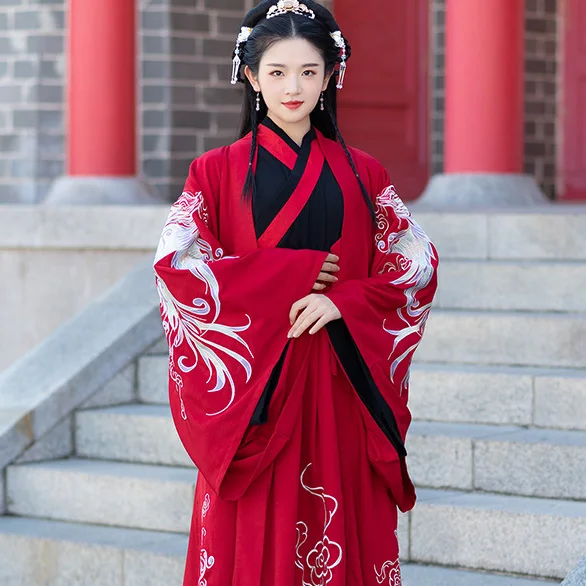 red coat Ханьфу женский китайский костюм хмонг китайские танцевальные костюмы ханьфу человек народное платье китайское свадебное платье - Цвет: red coat