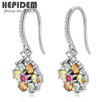 hepidem 100 colourful sapphire 925 sterling silver earrings 2022 trend women gem stone gemstones gift s925 fine jewelry 5139