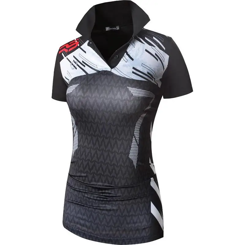 

jeansian Women's Casual Designer Short Sleeve T-Shirt Tee Shirts Tshirt Golf Tennis Badminton SWT292 Black