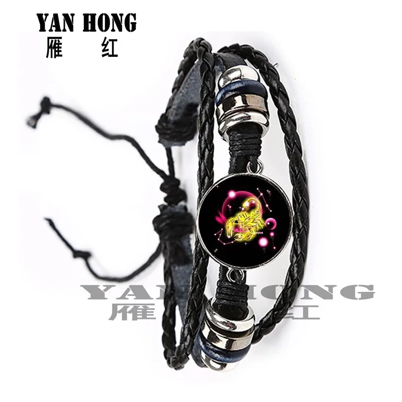 Кожаный браслет 12 созвездий Телец рак Овен близнецы Лео модный кожаный для