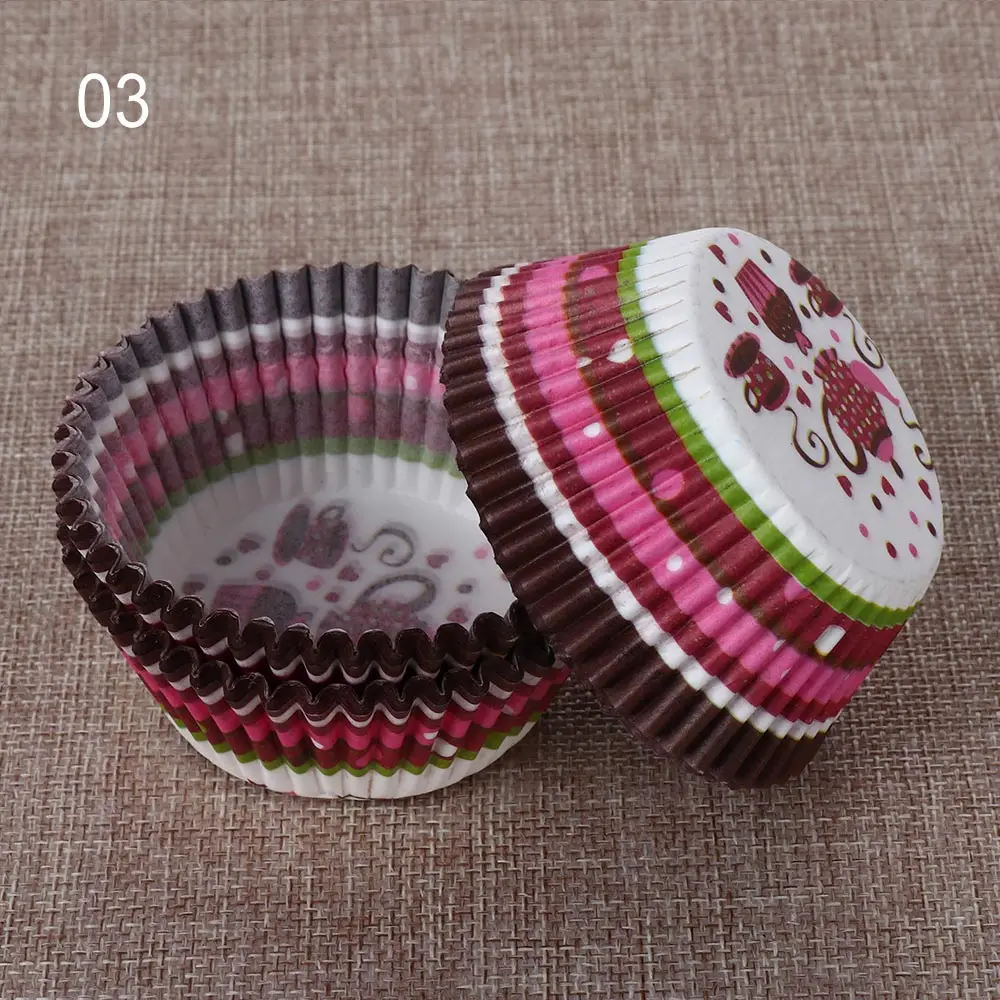 100pcs-3 50 шт. кекс Бумага чашек торта формы форма для порционного кекса выпечки кексов коробка чашки чехол вечерние лотка торта вечерние украшения инструменты - Цвет: 100pcs-3