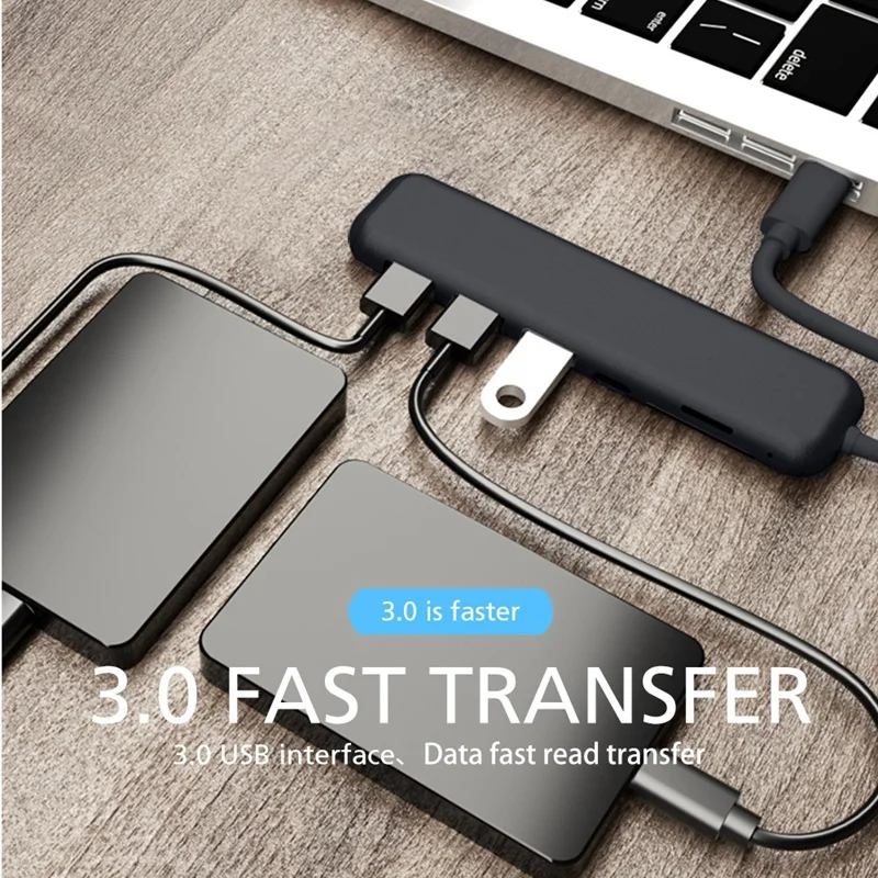 Q31 Usb C концентратор 6 в 1 Тип с 3 портами (стандарт 0 Порты светодиодный дисплей Sd/Tf