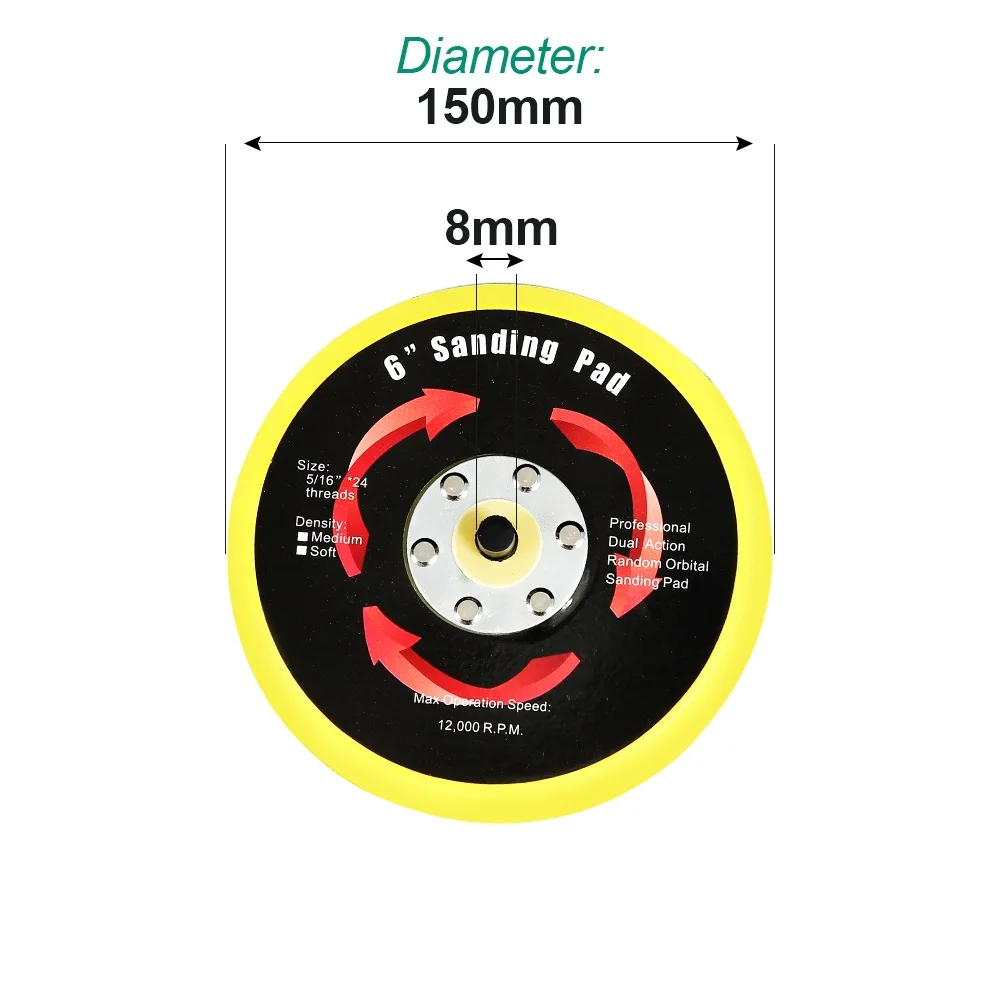 1PC 150MM NONE-HOLE LANNERET 150 мм/125 мм 6-отверстия Флокирование наждачной бумаги присоска M8 нитки крюк и петля подложка 5 ''/6'' шлифовальный коврик - Цвет: 1PC 150MM NONE-HOLE