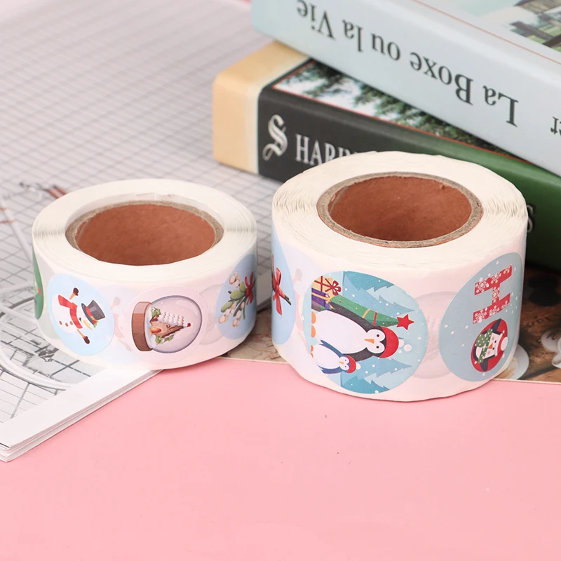 

500Pcs Sticker/roll Merry Christmas Happy Holidays Stickers Gift Cards Package Seal Labels