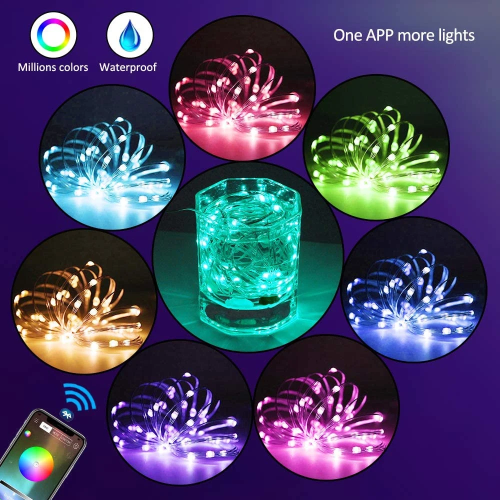 Bluetooth RGB светильник USB ФЕЯ s приложение Дистанционное Управление Музыка Звездное