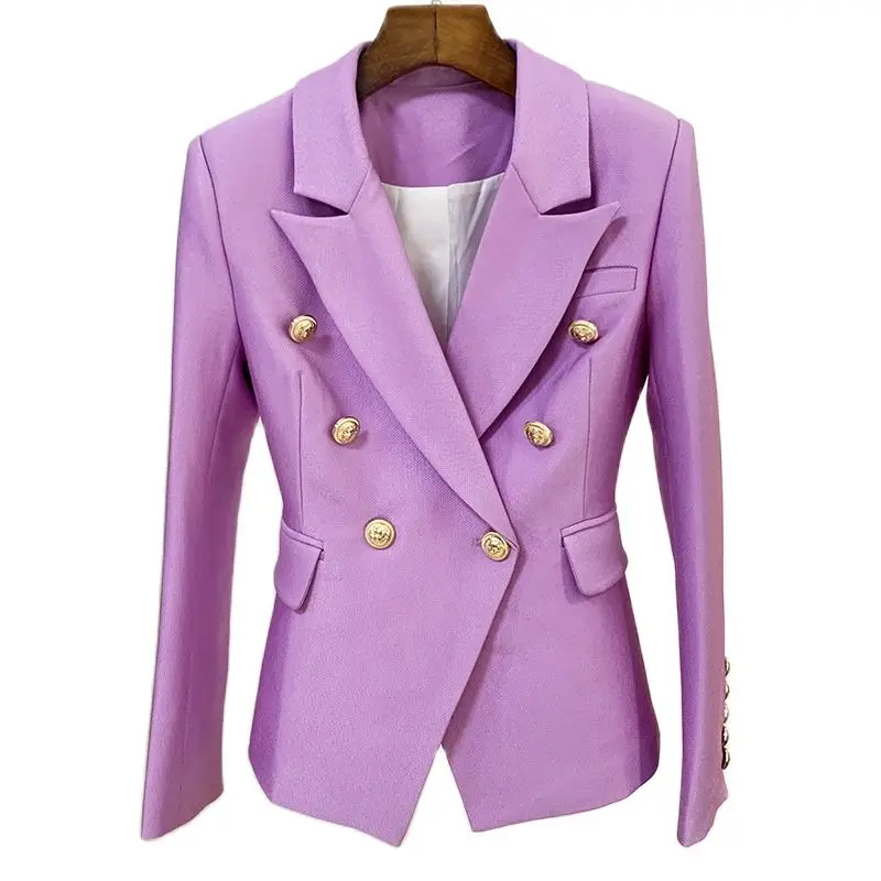 

Latest Arrival Euro and America Style Womens High Quality Double Breasted Elegant Purple Suit Blazer Jacket for Lady