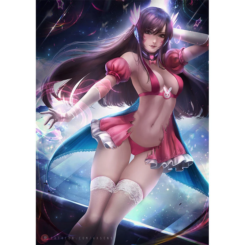 Картина на холсте с изображением кролика Девочки танцовщицы Overwatch DVA рисунок