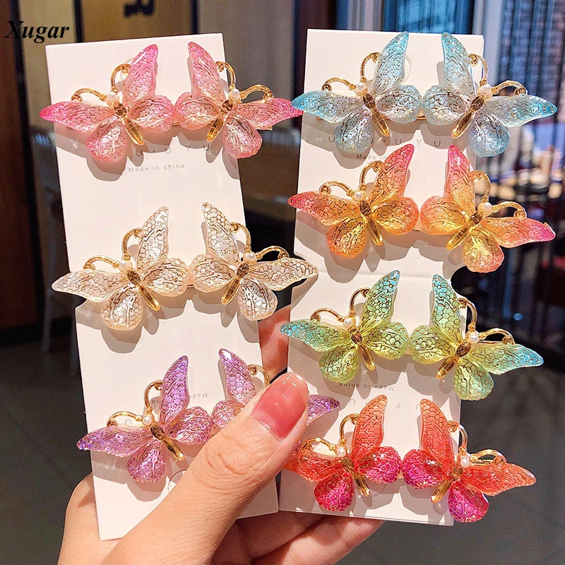 

2020 New Cute Colorful Butterfly Barrettes Hair Clips For Women Fashion Hair Ornament Girls Hairpins Hair Accessories