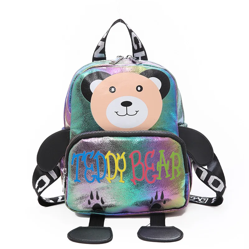 Fashion Leather Teddy Bear Printing Backpack Travel School Bag Bookbags Teenage Girl Cartoon Daypack Small Leisure | Багаж и сумки