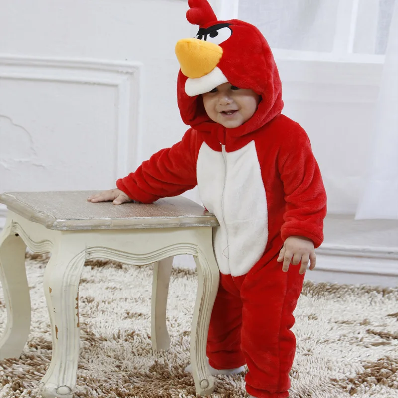 Комбинезон для новорожденных мальчиков и девочек с красными птицами на возраст 1