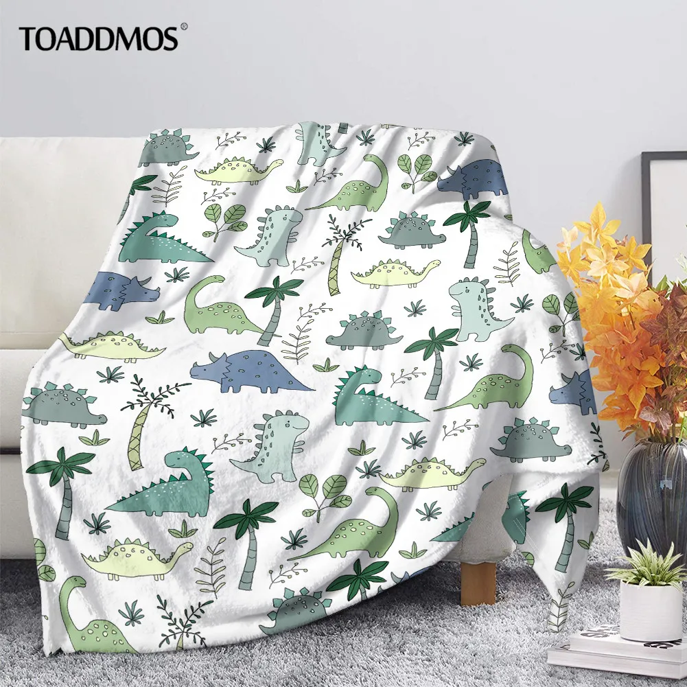 

Мягкое Флисовое одеяло TOADDMOS с мультяшным динозавром для детей, тонкое одеяло, офисное теплое одеяло для сна, постельное белье премиум-класс...