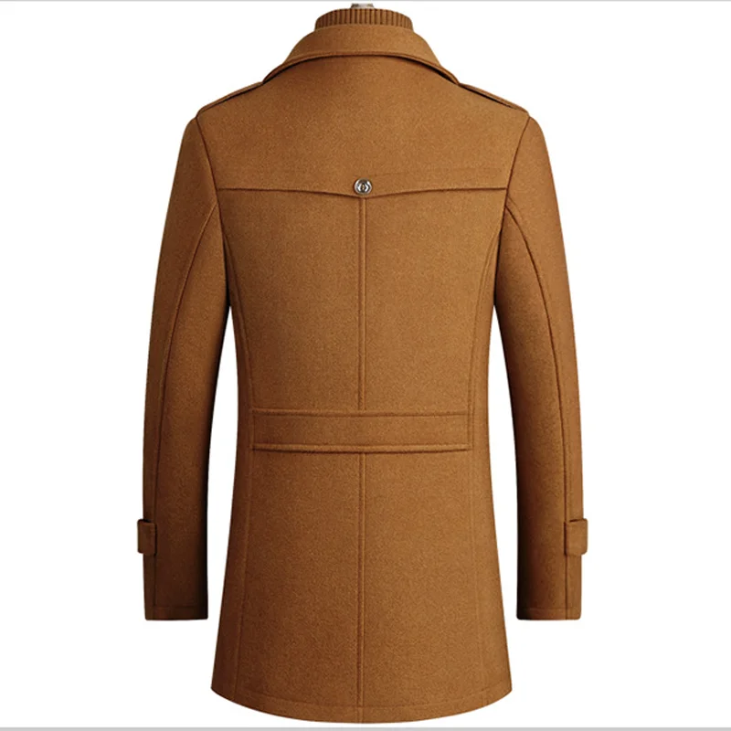 Имитация двух предметов черный шерстяной Тренч мужской 2021 зимнее утепленное