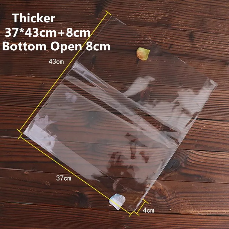 Clear Thick 37x43cm LBSISI Life 100 шт пластиковые пакеты, прозрачный пакет для тостов, хлеба, Мягкая матовая упаковка для еды, для выпечки, для рождественской вечеринки - Цвет: Clear Thick 37x43cm