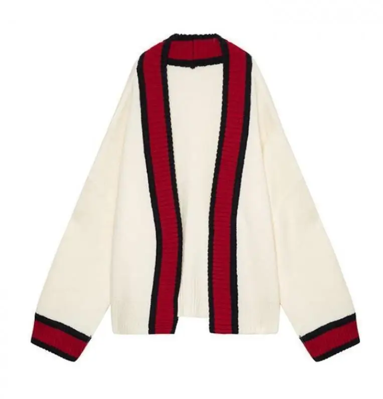

Autumn winter new color contrast small fragrance knitted cardigan bat sleeve women lazy V-Neck fashion women's sweater