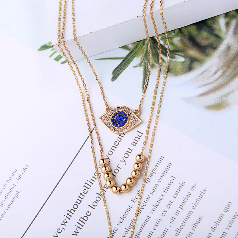 3 многослойное ожерелье Христианский крест подвески ожерелья Золото Цвет