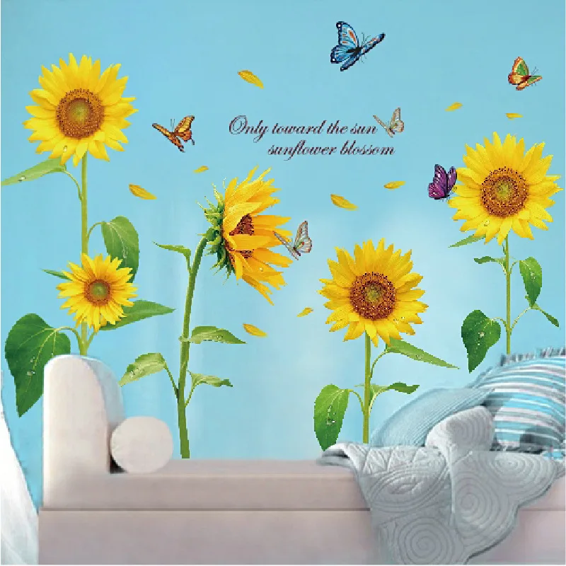 

Sunflower Removable Wall Stickers Home Decor Kids Living Room DIY Home Decoration