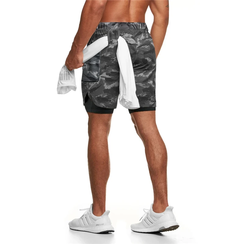 

Summer camouflage 2-in-1 men's shorts casual basketball training shorts gym fitness mesh quick-drying breathable short pants
