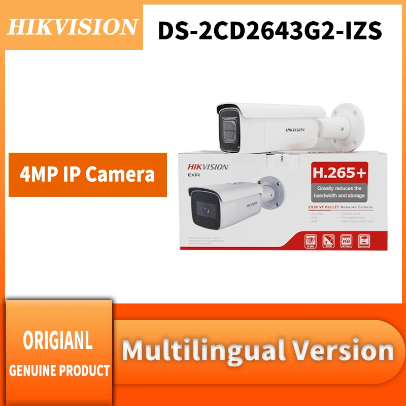 

Hikvision Original DS-2CD2643G2-IZS 4MP IP Camera Motorized Varifocal Lens CCTV IP67 IR POE Bullet Network AcuSense