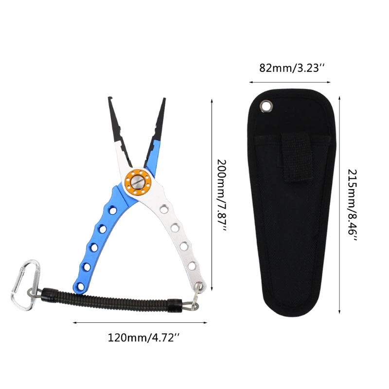 

Fishing Pliers Aluminum Braid Cutters Split Ring Pliers Hook Remover Fish Holder with Sheath & Lanyard