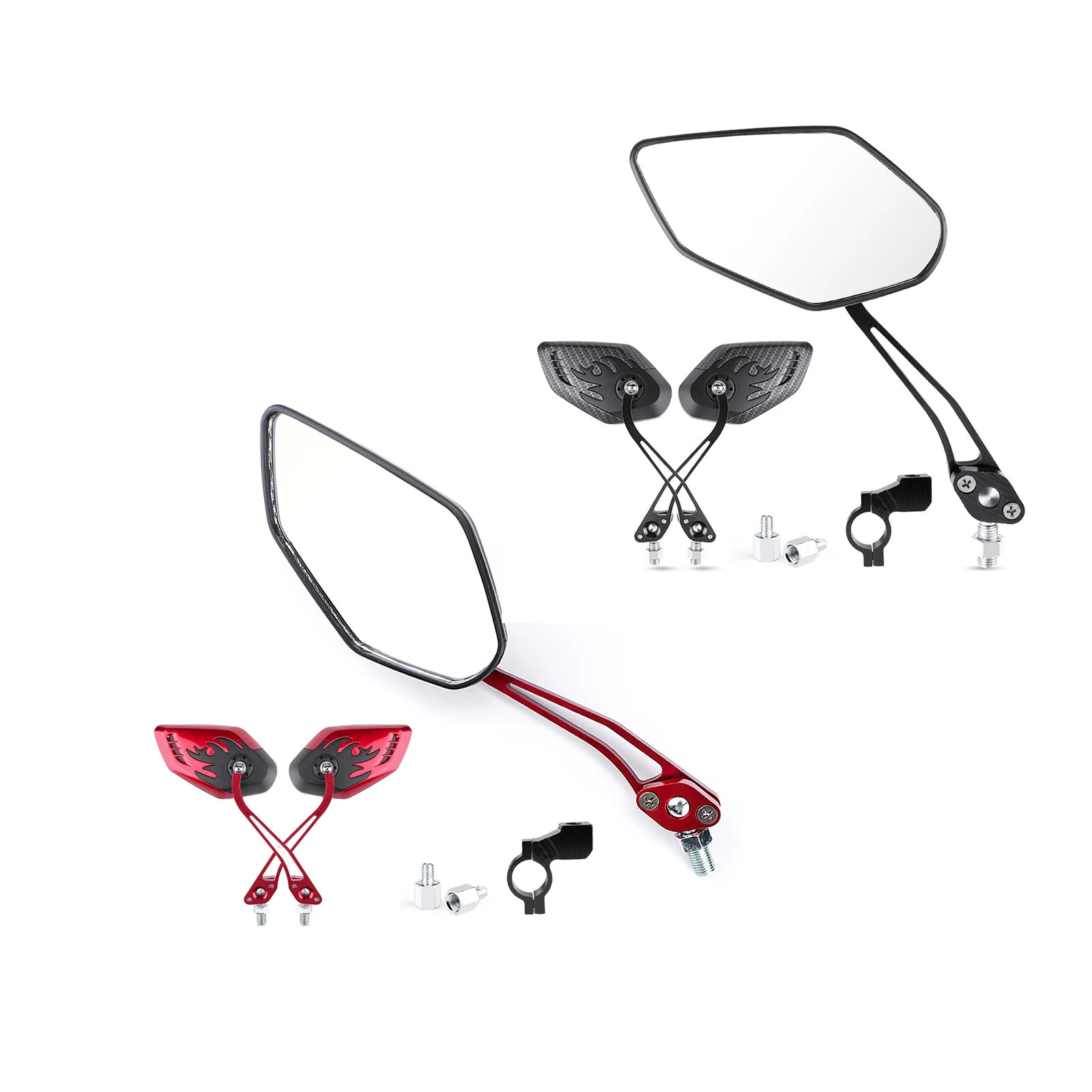 

Bike Mirror Rotary Durable Practical Handlebar Rear Side Mirror With Rearview Accessory With Delicate Pattern Screw Adapters