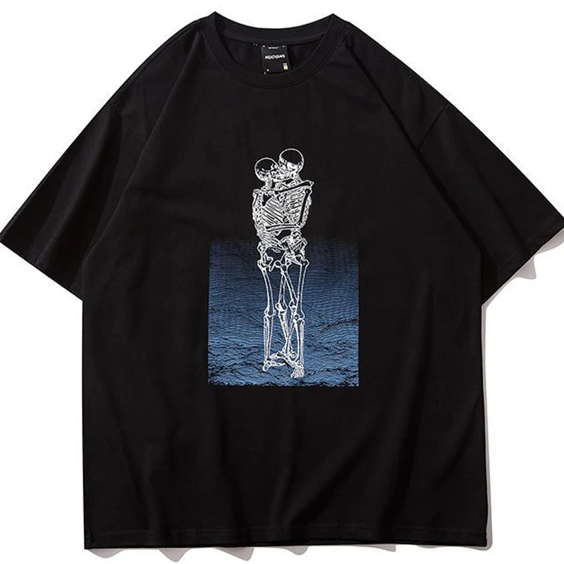 

Мужская футболка с коротким рукавом, в стиле Харадзюку, модная футболка для пар, с цифровым принтом, в стиле хип-хоп, свободная брендовая фут...