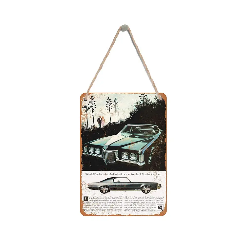 

Isaric деревянный подвесной знак 8X12 дюймов 1969 Pontiac Grand Prix 2 Забавный деревянный знак