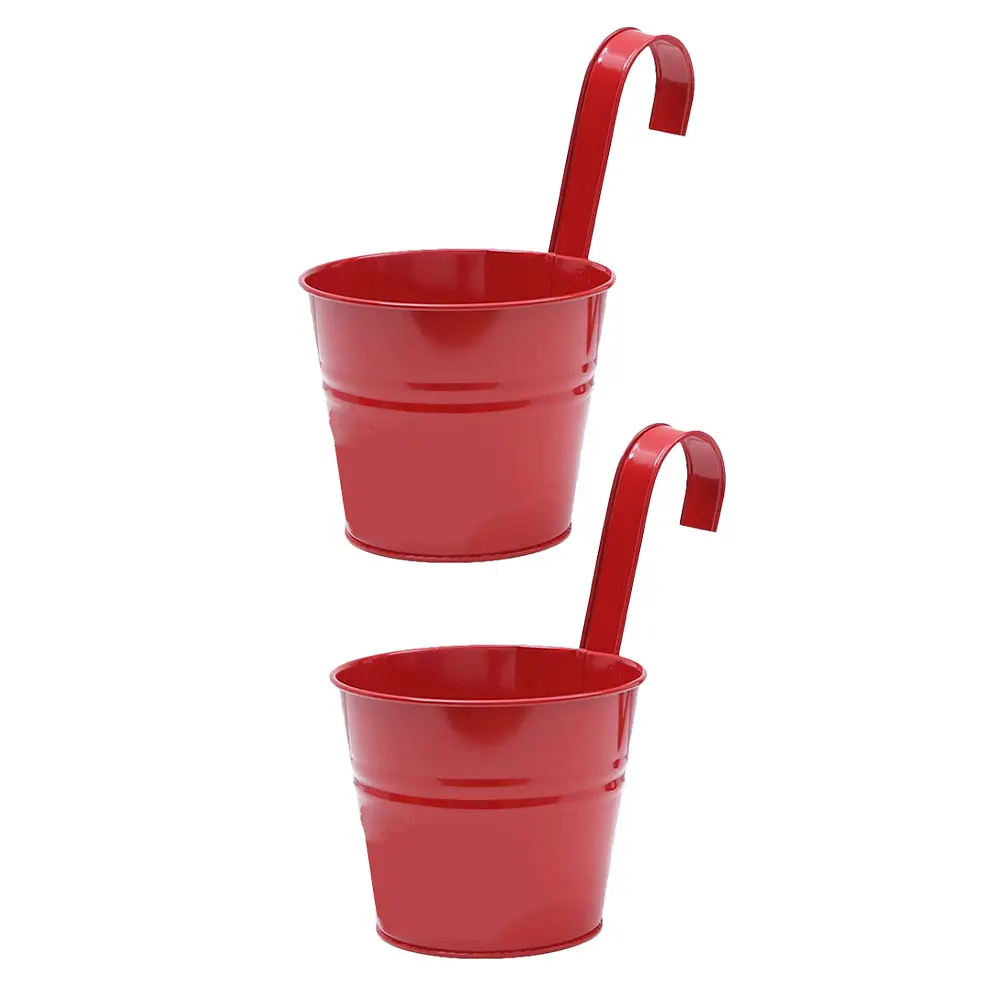 

10pcs Wall Hanging Flower Pots Metal Fence Hanging Plant Pots Iron Garden Planter Pots Tin Bucket Holder Basket Home Garden