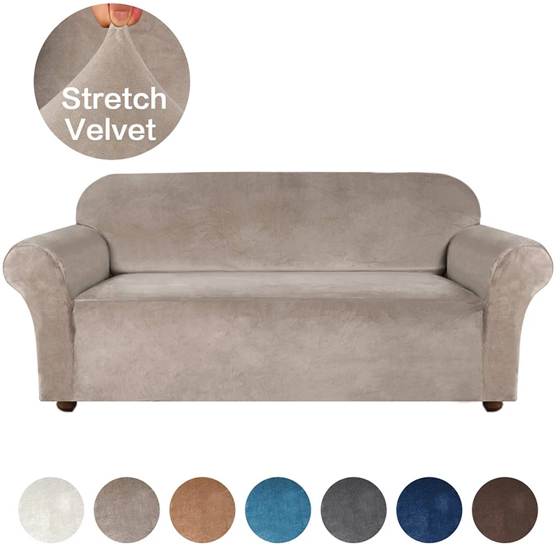 

High Grade Velvet Stretch Sofa Cover for Living Room Sectional Couch Slipcover Elastic Furniture Protector 1/2/3/4 Seater