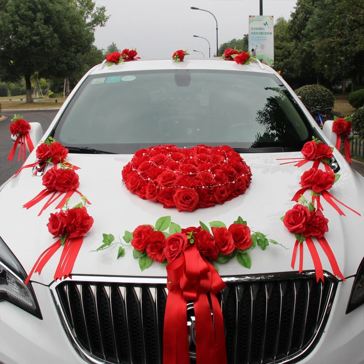 2019 Свадебные украшения для автомобиля цветы искусственные роза с медведем