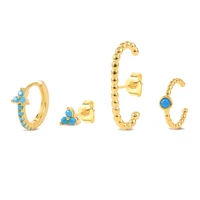 canner 4pcs set turquoise earrings silver 925 earring for women drop earrings cartilage jewelry gift aros 2022 trend