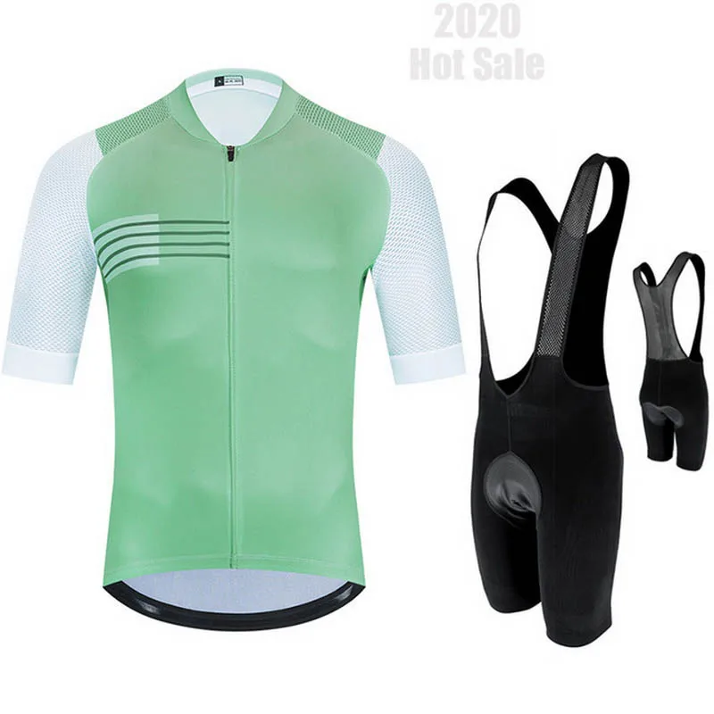 Трикотажный комплект для велоспорта 2020 зеленые Летние Велоспорт Комплект Биб