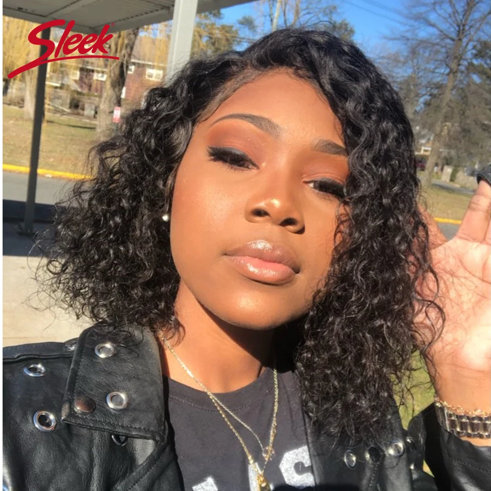 Гладкие парики из человеческих волос для женщин короткий парик на шнуровке