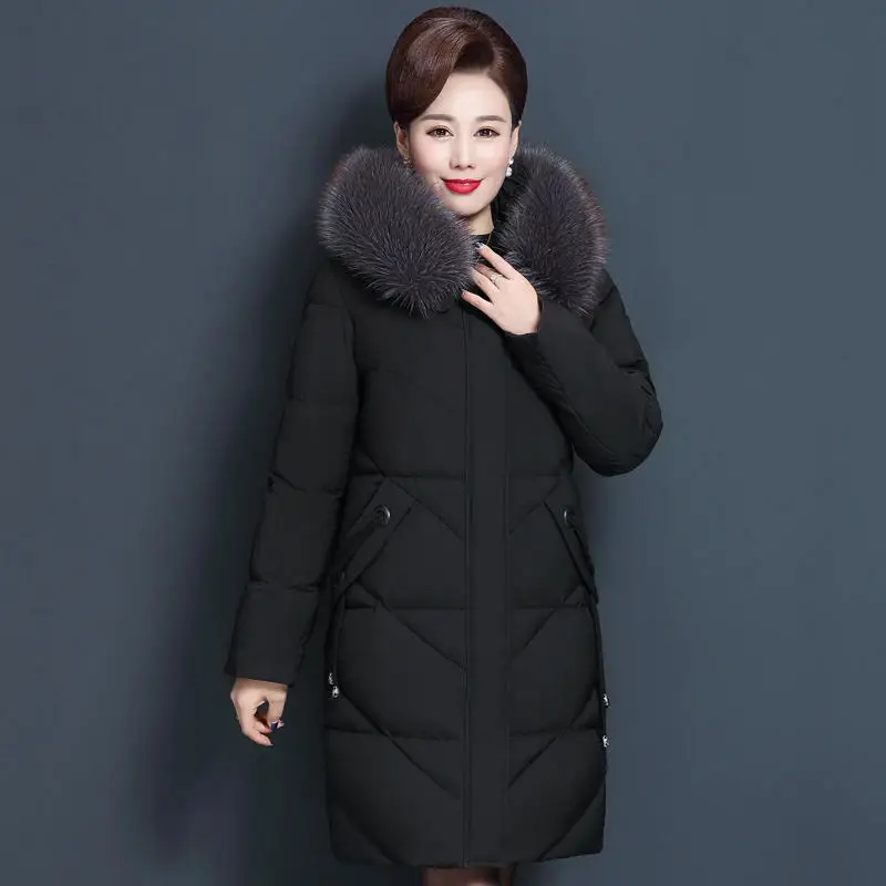 Black Parka 8XL 200 фунтов оверсайз вниз хлопок Женская парка свободная зимняя куртка Верхняя одежда теплые толстые с капюшоном винтажные женские пальто Q1972 - Цвет: Black Parka