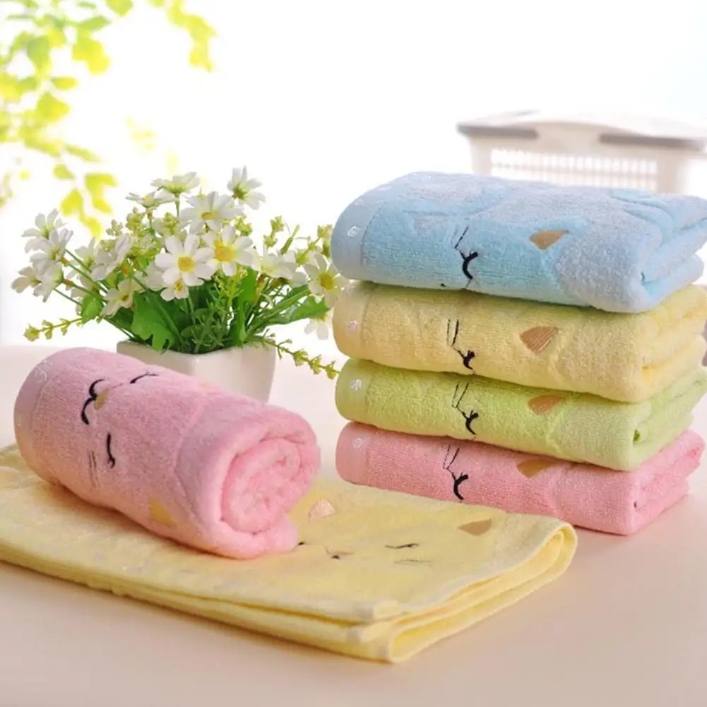 1pcs Children Cute Towel Cotton Bamboo Fiber Lovely Washcloth Bath Infant Feeding Cloth Supplies Soft Baby Ba L7V1 | Мать и ребенок