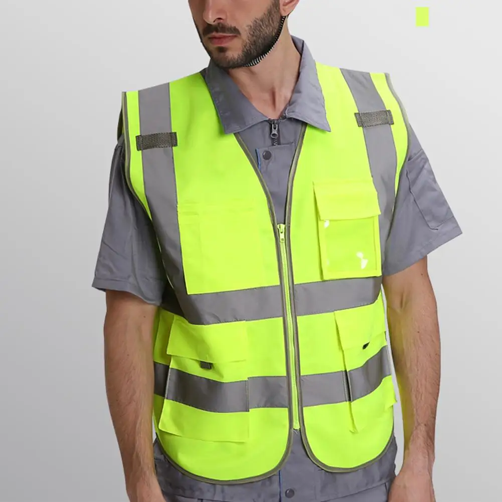 

Orange /Green Cycling Hi-Vis Safety Vest Reflective Jacket Security Waistcoat Warp Knitting Cloth Safety Wear for men and women