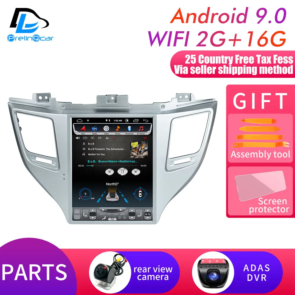 WIFI 2G16G add DVR 32G rom вертикальный экран android 9,0 Автомобильный gps мультимедийный видео радио плеер тире для hyundai new Tucson лет автомобильный навигатор - Цвет: WIFI 2G16G add DVR