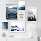 Скандинавский пейзаж, снег, гора, озеро, картины на холсте, океан, волна, настенное искусство, картины на холсте для дома, гостиной, спальни, поп-Декор